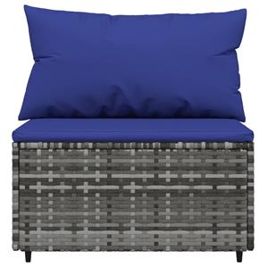 Vidaxl Garten-mittelsofa Mit Kissen Grau Poly Rattan