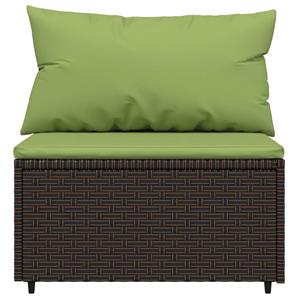 vidaXL Loungesofa Garten-Mittelsofa mit Kissen Braun Poly Rattan, 1 Teile