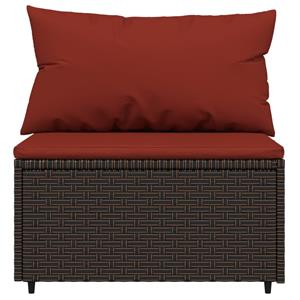 vidaXL Gartenbank Garten-Mittelsofa mit Kissen Braun Poly Rattan