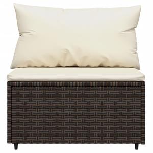 Vidaxl Garten-mittelsofa Mit Kissen Braun Poly Rattan