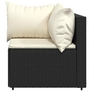 Vidaxl Garten-ecksofa Mit Kissen Schwarz Poly Rattan