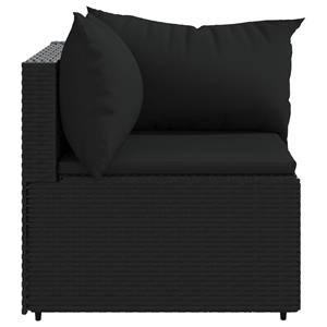 Vidaxl Garten-ecksofa Mit Kissen Schwarz Poly Rattan