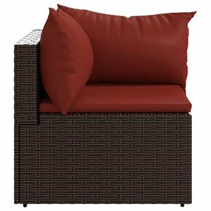 vidaXL Loungesofa Garten-Ecksofa mit Kissen Braun Poly Rattan, 1 Teile