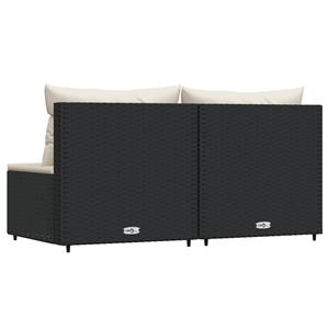 Vidaxl Garten-mittelsofas Mit Kissen 2 Stk. Schwarz Poly Rattan