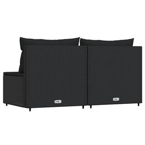 Vidaxl Garten-mittelsofas Mit Kissen 2 Stk. Schwarz Poly Rattan