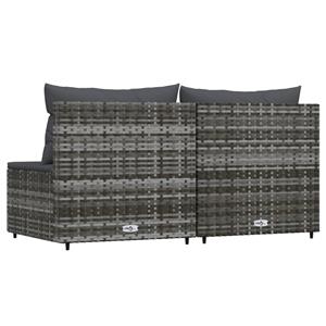 Vidaxl Garten-mittelsofas Mit Kissen 2 Stk. Grau Poly Rattan