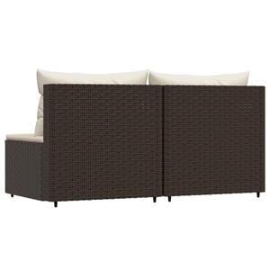 Vidaxl Garten-mittelsofas Mit Kissen 2 Stk. Braun Poly Rattan