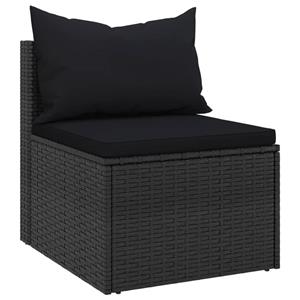 Vidaxl Garten-mittelsofas Mit Kissen 2 Stk. Schwarz Poly Rattan