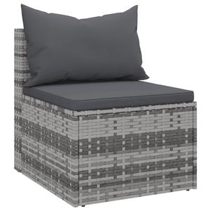 Vidaxl Garten-mittelsofas Mit Kissen 2 Stk. Grau Poly Rattan