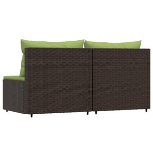 vidaXL Loungesofa Garten-Mittelsofas mit Kissen 2 Stk. Braun Poly Rattan, 1 Teile