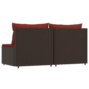 vidaXL Loungesofa Garten-Mittelsofas mit Kissen 2 Stk. Braun Poly Rattan, 1 Teile