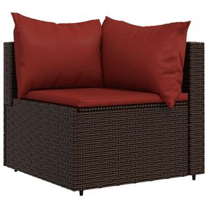 vidaXL Gartenbank Garten-Ecksofas mit Kissen 2 Stk Braun Poly Rattan