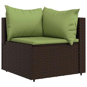 vidaXL Gartenbank Garten-Ecksofas mit Kissen 2 Stk Braun Poly Rattan