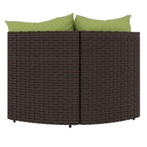 vidaXL Tuinhoekbanken met kussens 2 st poly rattan bruin