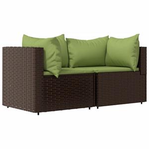 vidaXL 3-delige Loungeset met kussens poly rattan bruin