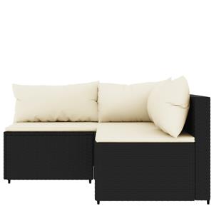 Vidaxl 3-tlg. Garten-lounge-set Mit Kissen Schwarz Poly Rattan