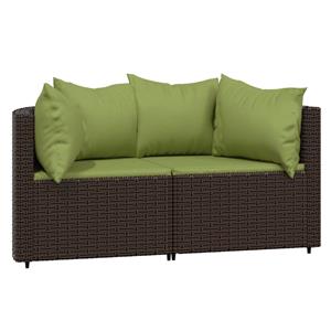 vidaXL 3-delige Loungeset met kussens poly rattan bruin