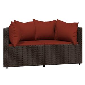 vidaXL 3-delige Loungeset met kussens poly rattan bruin