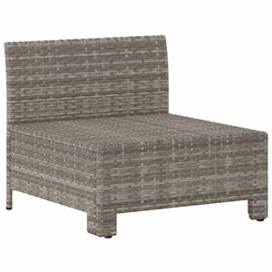 Vidaxl Garten-mittelsofa Mit Kissen Grau Poly Rattan