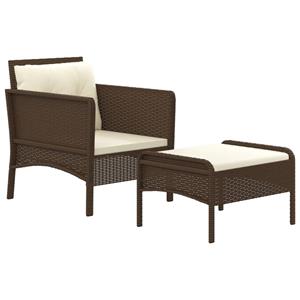 vidaXL 2-delige Loungeset met kussens poly rattan bruin