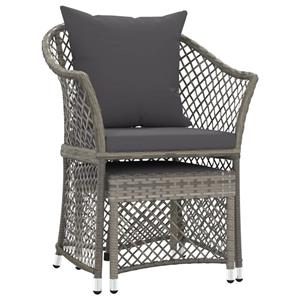 vidaXL 2-delige Loungeset met kussens poly rattan grijs