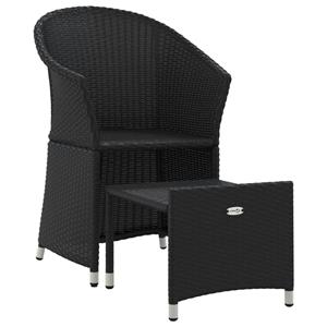 vidaXL 2-delige Loungeset met kussens poly rattan zwart