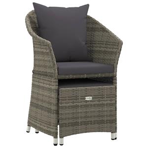 vidaXL 2-delige Loungeset met kussens poly rattan grijs