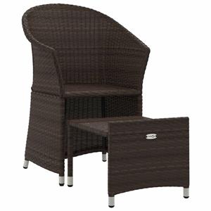 vidaXL 2-delige Loungeset met kussens poly rattan bruin