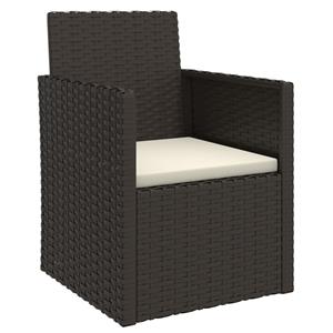 vidaXL 3-delige Loungeset met kussens poly rattan zwart