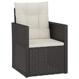 vidaXL 3-delige Loungeset met kussens poly rattan zwart