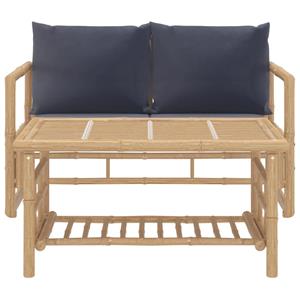 Vidaxl 2-tlg. Garten-lounge-set Mit Dunkelgrauen Kissen Bambus