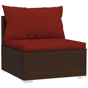 vidaXL 2-delige Loungeset met kussens poly rattan bruin