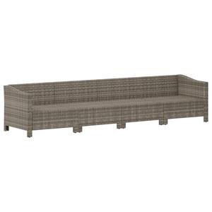 vidaXL 4-delige Loungeset met kussens poly rattan grijs