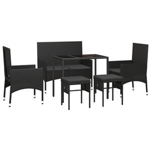 Vidaxl 6-tlg. Garten-lounge-set Mit Kissen Schwarz Poly Rattan