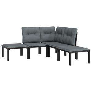 vidaXL 5-delige Loungeset poly rattan zwart en grijs