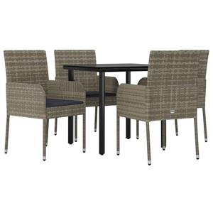 Vidaxl 5-tlg. Garten-lounge-set Mit Kissen Schwarz Grau Poly Rattan