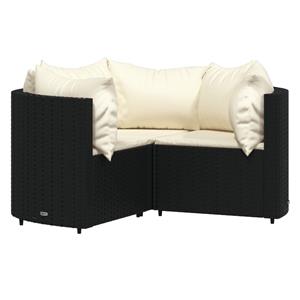 vidaXL 4-delige Loungeset met kussens poly rattan zwart