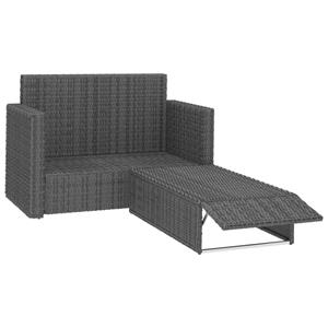 vidaXL 2-delige Loungeset met kussens poly rattan grijs