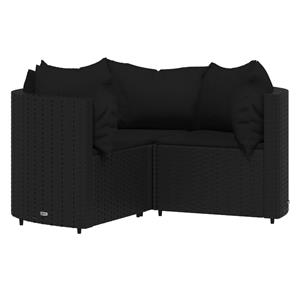 vidaXL 4-delige Loungeset met kussens poly rattan zwart