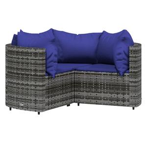 vidaXL 4-delige Loungeset met kussens poly rattan grijs