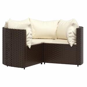 vidaXL 4-delige Loungeset met kussens poly rattan bruin