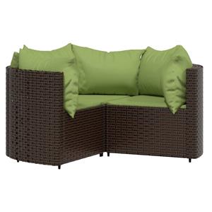 vidaXL 4-delige Loungeset met kussens poly rattan bruin