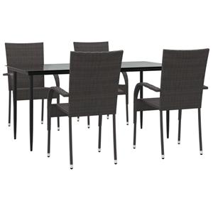 vidaXL 5-delige Tuinset poly rattan bruin
