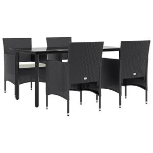 vidaxl 5-delige Tuinset met kussens zwart