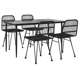 vidaXL 5-delige Tuinset poly rattan zwart