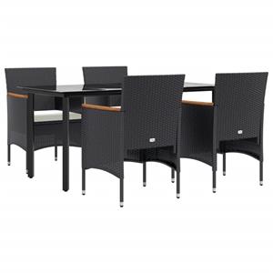 vidaxl 5-delige Tuinset met kussens zwart
