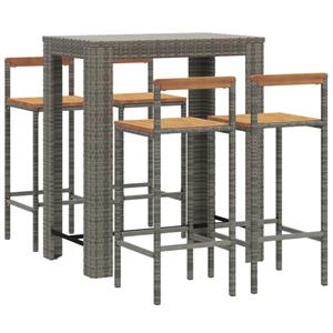 Vidaxl 5-tlg. Gartenbar-set Grau Poly Rattan & Massivholz Akazie