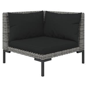 vidaXL 5-delige Loungeset met kussens poly rattan donkergrijs