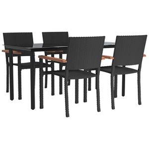 vidaxl 5-delige Tuinset poly rattan zwart