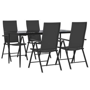 vidaXL 5-delige Tuinset poly rattan zwart